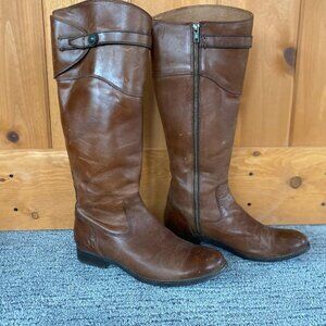 Frye Molly Button Cognac Leather Riding Boots size 9.5, 9 1/2